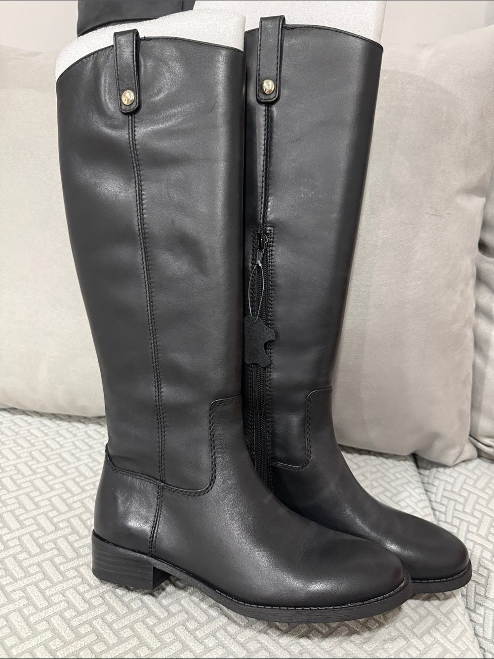 INC International Concepts Womens Fawne Tall Leather Boot Black 7.5